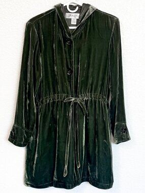 Hopeless Romantic Velvet Hooded Coat Lg Forest Green Whimsigoth Witchy Fairycore